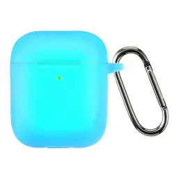 Силіконовий чохол для навушників Apple AirPods 2, Hang Case, блакитний, ультратонкий захисний кейс товщиною 2 мм, захист від подряпин, пилу та ударів, компактний, з карабіном для кріплення, ArmorStandart (ARM59687)