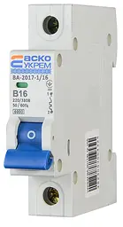 Модульний автоматичний вимикач 1р - 16А - B - ВА-2017 АСКО-УКРЕМ (A0010170051) - мініатюра 2