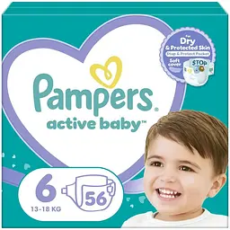 Підгузки Pampers Active Baby Giant Розмір 6 (13-18 кг) 56 шт (8001090950130)