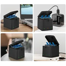 Зарядний пристрій Telesin 3 Slots LED Storage Charger Box для GoPro 8/7/6/5 з двома акумуляторами BTR-802-B [105542] - мініатюра 5