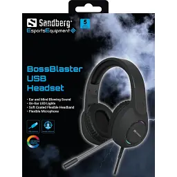 Ігрова гарнітура Sandberg BossBlaster, USB, кабель 2м, RGB, чорна (126-49) - мініатюра 6