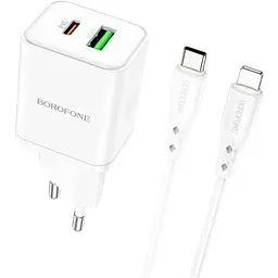 МЗП Borofone BN7 PD20W+QC3.0 (1USB-A/1C) + кабель Type-C to Lightning White