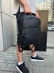 Чоловічий міський шкіряний рюкзак чорний Tiding Bag 60320 - мініатюра 4