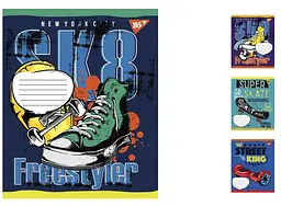 
Зошити учнівські 12 аркушів клітинка. YES Skates, 25 шт. в упаковці