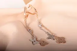 Сережки з білого і червоного золота S-0100 - мініатюра 8