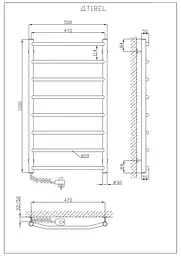 Електрична рушникосушарка Kosser Трапеція 1000x500/8 EL рег. ДТ18EL, Хром, Ліве - мініатюра 5
