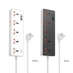 Мережевий подовжувач Hoco AC14A Rico 5-position socket(PD30W/1C3A)(EU) Білий - мініатюра 5