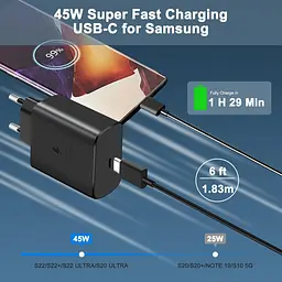Комплект зарядних пристроїв GaN USB-C 45W, 2 шт, кабелі 1,8 м - мініатюра 4