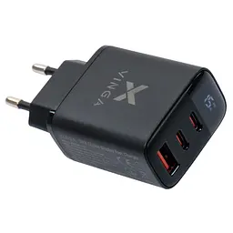 Зарядний пристрій Vinga 2xUSB-C PD 30 Вт + USB-A QC 30 Вт, дисплей, макс. 30 Вт (VCR30ACCDB) - мініатюра 6
