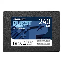 Твердотільний накопичувач SSD 240Gb, Patriot Burst Elite, SATA3, 2.5`, 3D TLC, 450/320 МБ/с (PBE240GS25SSDR)