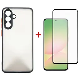 Чохол до мобільного телефона Dengos Kit Samsung Galaxy A56 Matte + glass (Black) (DG-KM-141) - мініатюра 1