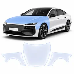 Антигравійна захисна бронеплівка за лекалами для Audi A6 e-tron C9 2024- капот і передні крила