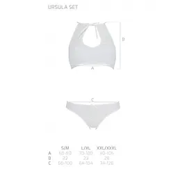 Комплект: бра, трусики з ажурним декором та відкритим кроком URSULA SET L/XL, white - мініатюра 5