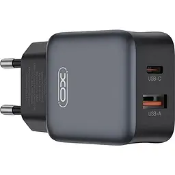 Зарядний пристрій XO L156 USB-C PD30W + USB-A QC3.0 Black (L156.black)