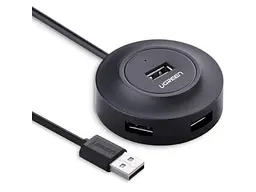 Мультипортовий адаптер UGREEN CR106 4-port 1м USB 2.0 Black (20277)