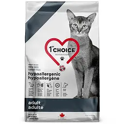Сухий дієтичний корм 1st Choice Adult Hypoallergenic Фест Чойс гіпоалергенний беззерновий для котів, Качка 1.8 кг (ФЧКГУ1,8)