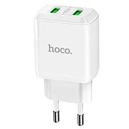 Мережевий зарядний пристрій Hoco N6 Charmer 2 USB, QC3.0, 3 A White - мініатюра 3