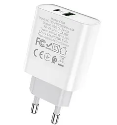 Мережевий зарядний пристрій Hoco C80A Plus Rapido PD20W + QC3.0 charger ( EU ) Білий - мініатюра 3