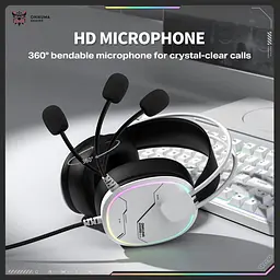 Навушники Onikuma ігрова гарнітура X-91 Max з мікрофоном та RGB підсвіткою геймерські провідні для ПК ноутбуків PS4 PS5 Білий - мініатюра 3