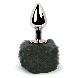 Анальна пробка з пухнастим хвостиком FeelzToys - Bunny Tails Butt Plug, 7х2.5 см, чорний - мініатюра 2