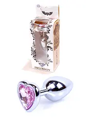 Анальна пробка B - Series HeavyFun Jewellery Heart Plug, срібна, рожева Boss Series 64-00045 103413 - мініатюра 1
