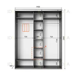 Шафа-купе Idea серія 2 190 x 60 x 240 см Венге темний Дзеркало - мініатюра 2