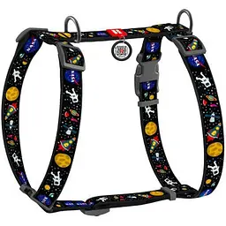 Шлея для собак WAUDOG Nylon з QR паспортом анатомічна H-подібна NASA M (5542)