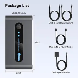 PVBCTCSID 10 Гбіт/с USB C-комутатор для двох ПК, спільне використання пристроїв USB C та A для миші, клавіатури, принтера - мініатюра 2