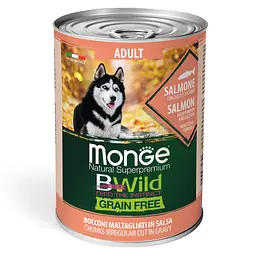 М'ясні шматочки Monge Bwild Dog Adult в соусі з лососем, гарбузом і цукіні для дорослих собак усіх порід 400 гр