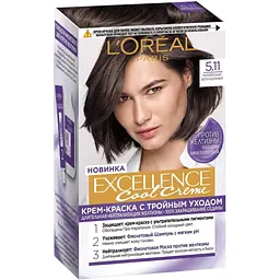 Стійка крем-фарба для волосся L'Oreal Paris Excellence Cool Creme відтінок 5.11 ультра попелястий світло-каштановий 192 мл (A169500)
