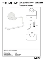 Тримач для туалетного паперу Bemeta White 104112044 Білий - мініатюра 2