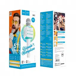 Мікрофон із караоке, Bluetooth, AUX, 1200 мА·год, HOCO BK5 Cantando, Блакитний - мініатюра 5