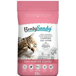 Наповнювач для котячого туалету Benty Sandy Baby Powder Scented бентонітовий з ароматом дитячої присипки кольорові гранули 20 л