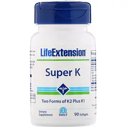 Вітамін К у двух формах К2 + К1 Life Extension Супер К 90 капсул - мініатюра 3