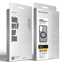 Противоударный чехол-панель для Samsung Galaxy S26 5G, Unit Stand2, черный, силикон + поликарбонат, защита всего корпуса, с подставкой, поддержка магнитных держателей и беспроводной зарядки (MagSafe), ArmorStandart (ARM88867) - мініатюра 6