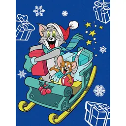 Картина за номерами для дітей Ideyka WB Tom and Jerry: на санчатах 30х40см КНО6859