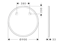 Дзеркало Hansgrohe Xarita Lite S 900x900 з круговим LED світильником matt black 54967670 - мініатюра 6