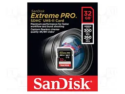 Картка пам'яті SDHC SanDisk Extreme Pro 32 Gb class 10 UHS-II U3 V90 (300 Mb/s) - мініатюра 3