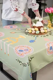 Скатертина «Великодній вінок» зелена 130х170 - мініатюра 9
