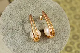 Сережки Xuping Jewelry бивень з перлиною 2,1 см золотисті