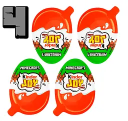 Комплект Шоколадних яєць Kinder Joy Майнкрафт Minecraft 4 шт. по 20 г