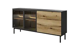 Комод з підсвіткою Perfect Home Ланг / Lang 2-дверний з 3 шухлядами 2D3S/180 Чорний/дуб евок (PFH-091142)