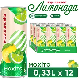 Упаковка напою Моршинська Лимонада Мохіто середньогазований 3.96 л (0.33 л x 12 шт.) - мініатюра 6