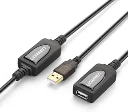 Кабель - активний подовжувач 20 метрів UGREEN US121 USB 2.0 Active Extension Cable with Chipset 20m (Чорний) 10324