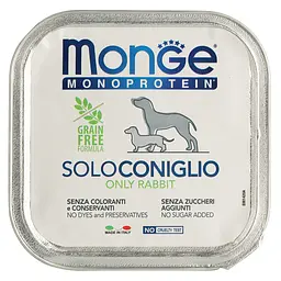 Вологий корм Monge Dog Solo, для дорослих собак, 100% кролик, 150 г - мініатюра 2