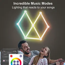 Модульный настінний світильник LED RGB 5V SAL-014B 9pcs Bluetooth USB with app White - мініатюра 3