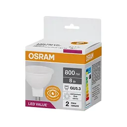 Лампочка Osram LED VALUE, MR16, 8W, 4000K, GU5.3 (4058075689459) - мініатюра 2