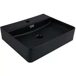 Раковина підвісна Qtap Nando LT 500х420х130 Matt Black без донного клапана QT12116146AMB