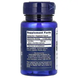 Жироспалювач Life Extension L-Carnitine 500 mg, 30 вегакапсул - мініатюра 2