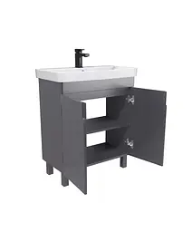 Тумба Мойдодир Simple Graphite 70-U з умивальником River 70 графітова універсальна Графіт - мініатюра 7